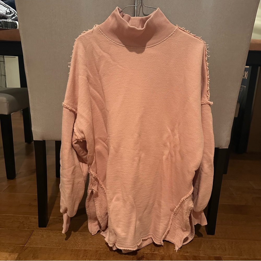 We The Free Blush Knit Distressed Turtleneck Sweater Pullover